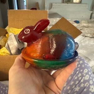 Indiana Glass Multicolor Bunny on Nest